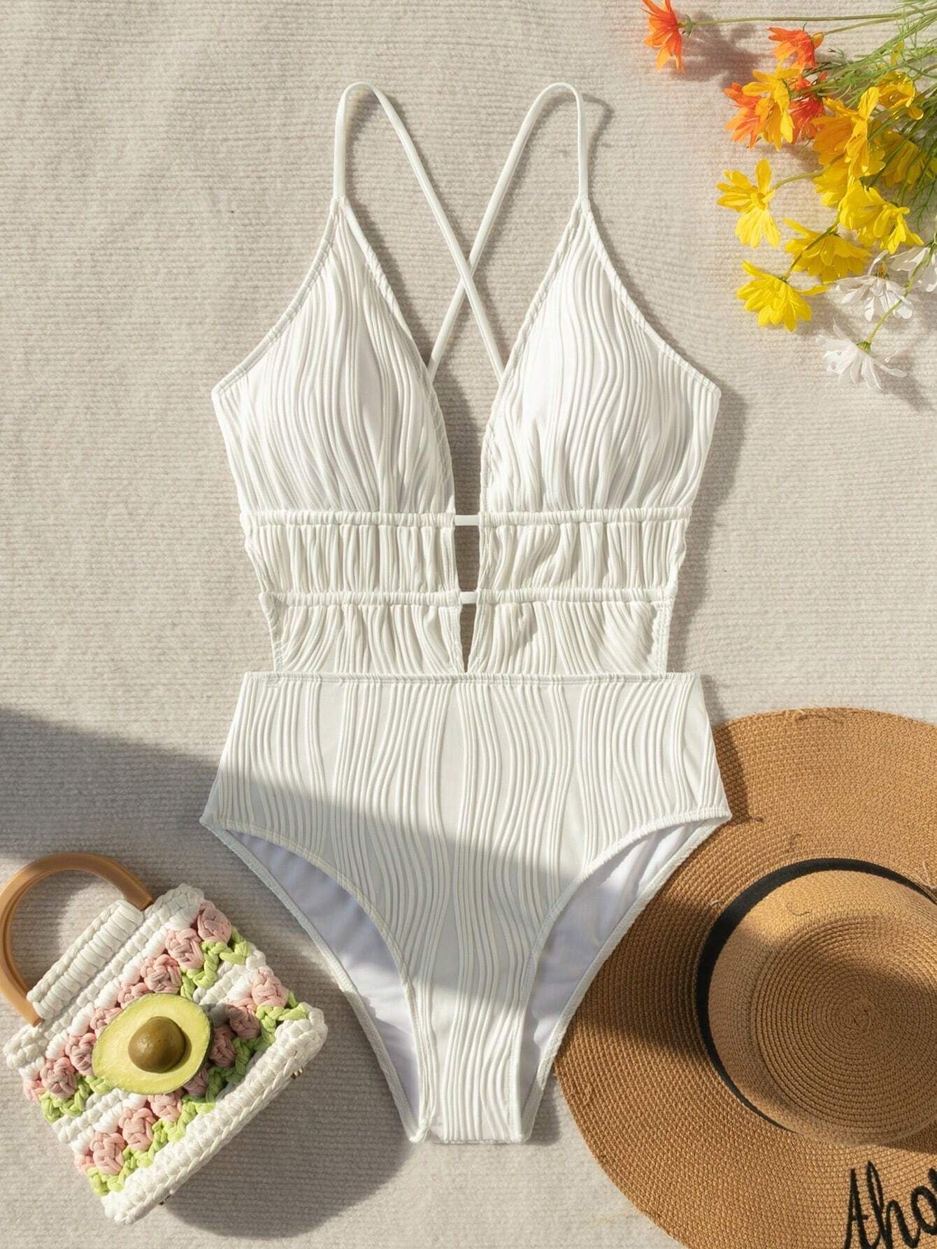 vigoashely white 2025 strapped swimwear women sexy push up one piece swimsuit monokini backless cross hollow lady bathing suit vigoashely white 2025 strapped swimwear women sexy push up one piece swimsuit monokini backless cross hollow lady bathing suit